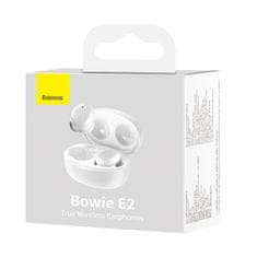 BASEUS Bezdrôtové slúchadlá TWS Bluetooth 5.2 vodotesné IP55 biele Baseus Bowie E2