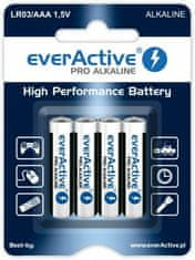 everActive LR03/AAA Pro Alkaline Efektívne alkalické batérie, 4ks