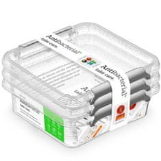 Orplast Plastový Úložný Box Kontajner Kôš S Vekom Antibakteriálna Škatuľa Na Skladovanie Potravín Liekov 3X 0,6 L