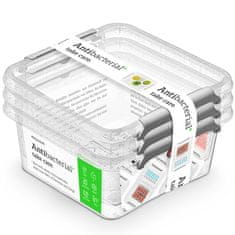 EDANTI Plastový Úložný Box Kontajner Kôš S Vekom Antibakteriálna Škatuľa Na Skladovanie Potravín Liekov 3X 0,85 L