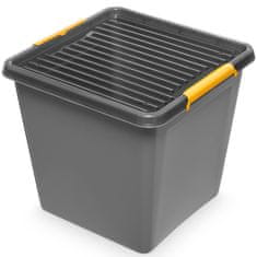 EDANTI Plastový Úložný Box Kontajner S Vekom Škatuľa Pre Garáž Skladu Pivnice Sivá 36 L