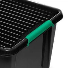 EDANTI Plastový Úložný Eco Box Kontajner S Vekom Škatuľa Pre Garáž Skladu Pivnice Čierna 32 L