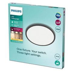Philips LED Kúpeľňové stropné svietidlo Philips Superslim CL550 8719514327283 18W 1500lm 2700K IP44 30cm čierne, 3-krokové stmievanie