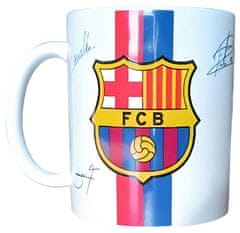 FAN SHOP SLOVAKIA Hrnček FC Barcelona, biely s podpismi, 300 ml