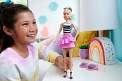 Barbie Modelka - ružová sukňa a pruhovaný top FBR37