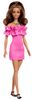 Barbie Modelka - ružové šaty s volánikmi FBR37