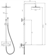 Omnires Y termostatický sprchový stĺp meď /cp/ (Y1244SUCP)