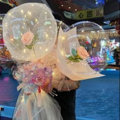 VIVVA® Dekoratívny LED svetelný balón s kyticou ruží – romantický darček na Valentína (30 svetiel, 3 m šnúra) | LOVEBALLOON