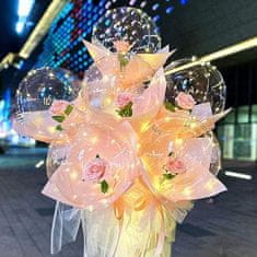 VIVVA® Dekoratívny LED svetelný balón s kyticou ruží – romantický darček na Valentína (30 svetiel, 3 m šnúra) | LOVEBALLOON