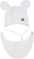 Z&Z Dvouvrstvá pletená čepice na zavazování s šátkem 2v1, Méďa - bílá, vel. 80