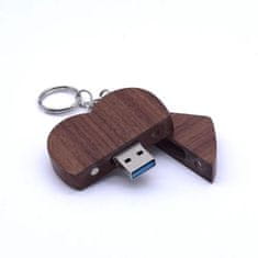 CTRL+C Drevený USB srdce, orech, 64 GB, USB 2.0