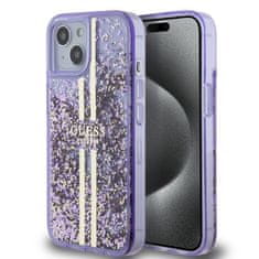 Guess Zadný kryt PC/TPU Liquid Glitter Gold Stripe pre iPhone 15 Purple