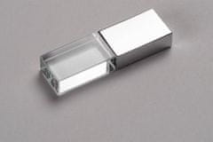 USB KRYSTAL strieborný, kombinácia sklo a kov, LED podsvietenie, 8 GB, USB 2.0