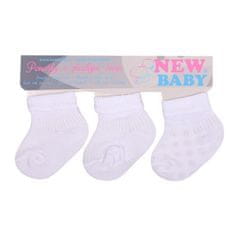 NEW BABY Dojčenské pruhované ponožky biele - 3ks 56 (0-3m) Biela