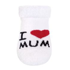 NEW BABY Dojčenské froté ponožky biele I Love Mum and Dad 56 (0-3m) Biela