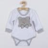 NEW BABY Luxusné dojčenské body s dlhým rukávom Honey Bear s 3D aplikáciou 80 (9-12m) Biela