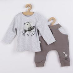 KOALA Dojčenské bavlnené tepláčky a tričko Birdy sivé 80 (9-12m) Sivá