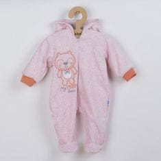 NEW BABY Dojčenský semiškový overal s kapucňou Sweetheart ružový 62 (3-6m) Ružová
