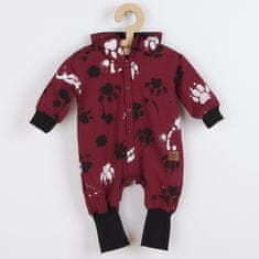 NEW BABY Dojčenský bavlnený overal s kapucňou a uškami labka tmavo ružový 62 (3-6m) Ružová