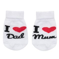 NEW BABY Dojčenské bavlnené ponožky I Love Mum and Dad biele 56 (0-3m) Biela
