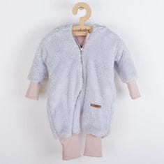 NEW BABY Luxusný detský zimný overal Teddy bear šedo ružový 68 (4-6m) Sivá