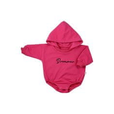 KOALA Dojčenské teplákové body s kapucňou baggy Dreamer tmavo ružová 74 (6-9m) Ružová