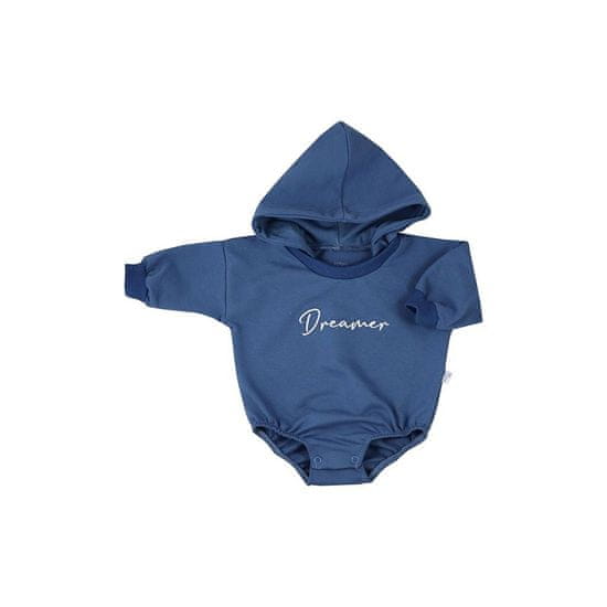 KOALA Dojčenské teplákové body s kapucňou baggy Dreamer modrá