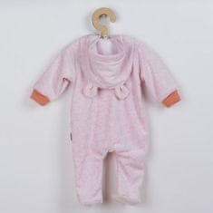 NEW BABY Dojčenský semiškový overal s kapucňou Sweetheart ružový 62 (3-6m) Ružová