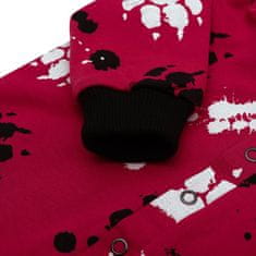 NEW BABY Dojčenský bavlnený overal s kapucňou a uškami labka tmavo ružový 62 (3-6m) Ružová