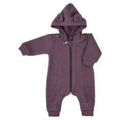 KOALA Dojčenský bavlnený overal s kapucňou a uškami Pure purple 68 (4-6m) Fialová