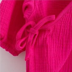 NEW BABY Dojčenské mušelínové šaty s dlhým rukávom Elizabeth 80 (9-12m) Ružová