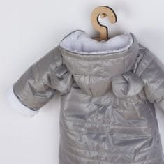 NEW BABY Zimná dojčenská kombinéza s kapucňou s uškami Pumi grey 74 (6-9m) Sivá