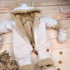 Z&Z Zimní prošívaná kombinéza s kožíškem a kapucí + rukavičky + botičky, Z&Z - bílá