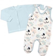 Baby Nellys 2-dílná sada, bavlněné dupačky s košilkou Sloníci, modré