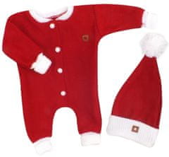 Z&Z Z&Z 2-dílná sada Pletený overálek + čepička Baby Santa, červený