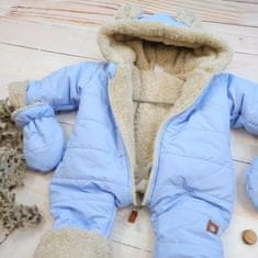 Z&Z Zimní prošívaná kombinéza s kožíškem a kapucí + rukavičky + botičky, Z&Z - modrá