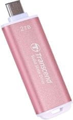 Transcend ESD300P 1TB, External SSD, USB 10Gbps, Type C, 1050MB/R, 950MB/W, ružový