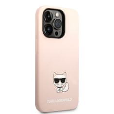 Karl Lagerfeld Kryt na mobil Liquid Silicone Choupette na Apple iPhone 14 Pro Max - růžový