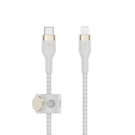 Belkin USB-C kábel s lightning konektorom, 1m, biely - odolný PRO Flex