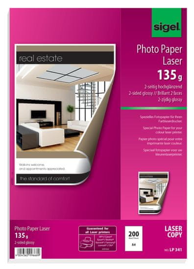 Sigel Fotopapier - A4, 135g/m2, lesklý, obojstranný, 200 listov