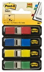 Post-It Záložky v zásobníku, 11,9 x 43,2 mm, 4 farby
