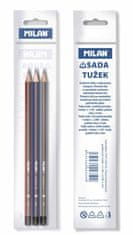 Grafitová ceruzka Milan (HB, 2B, H) bez gumy, 3 ks