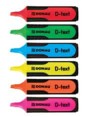 Donau Zvýrazňovač D-Text, stopa 1-5 mm, súprava 6 farieb