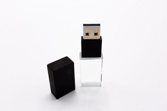 CTRL+C USB KRYSTAL čierny, kombinácia sklo a kov, LED podsvietenie