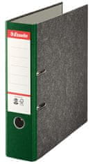 Esselte Zakladač pákový - A4, kartónový, šírka chrbta 7,5 cm, mramor, zelený chrbát