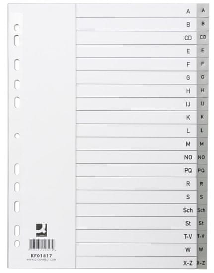 Q-Connect Plastový register A4, AZ, sivý