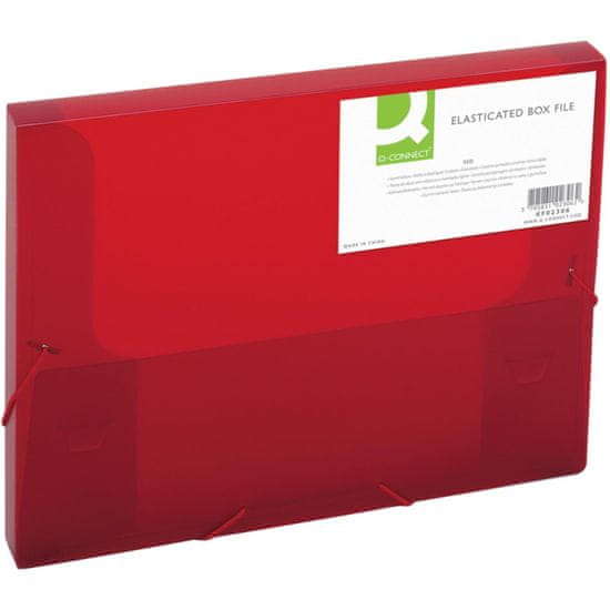 Q-Connect Box na spisy QC A4 s gumič, transp. červená 2,5cm