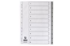 Q-Connect Plastový register A4, 1-10 biely so šedou