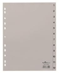 Durable Plastový rozlišovač - A4, sivý, 1-12