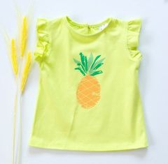 K-Baby Dětské bavlněné triko, krátký rukáv - Ananas - limetka - 68 (3-6m)